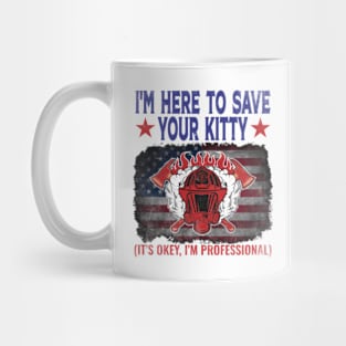 Funny Firefighter Fireman USA Flag 4th July and Father's Day Mug